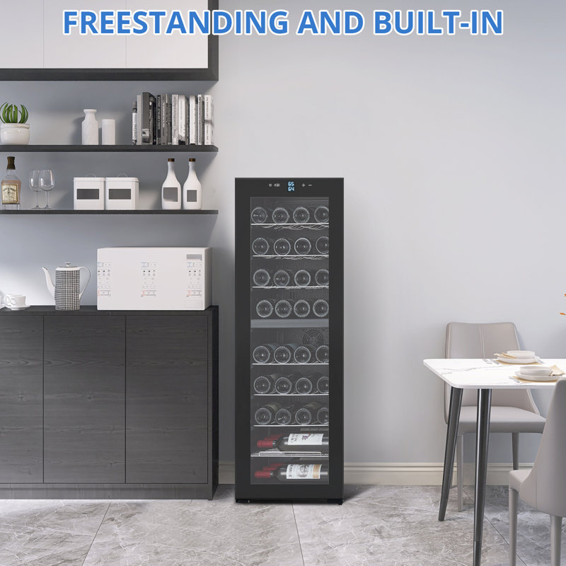 39-Bottle Wine Refrigerator & Beverage Cooler – Adjustable Shelves, Digital Temperature Contro, Built-In or Freestanding