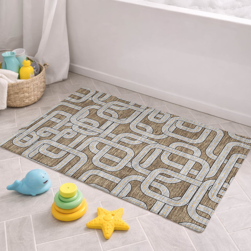 Machine Washable Indoor/Outdoor Chantille ACN2764 Kids Rug, Mocha, 2'6" x 3'10"
