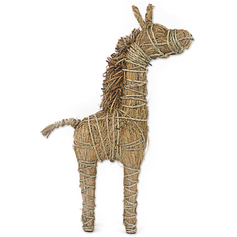 Figurine giraffe regal en rotin Dinesh