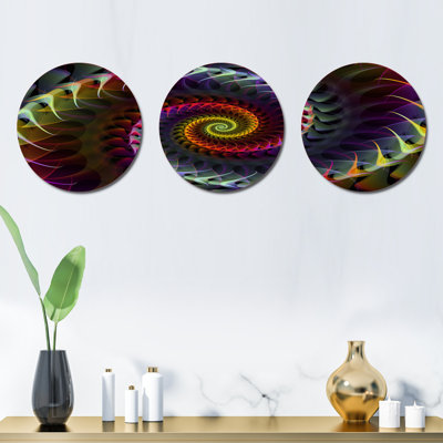 Ensemble de 3 décorations murales spirale fractale géométrique II