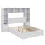 Lit plateforme avec 2 tables de chevet intégrées, étagère de rangement, armoire et tiroirs-213718836