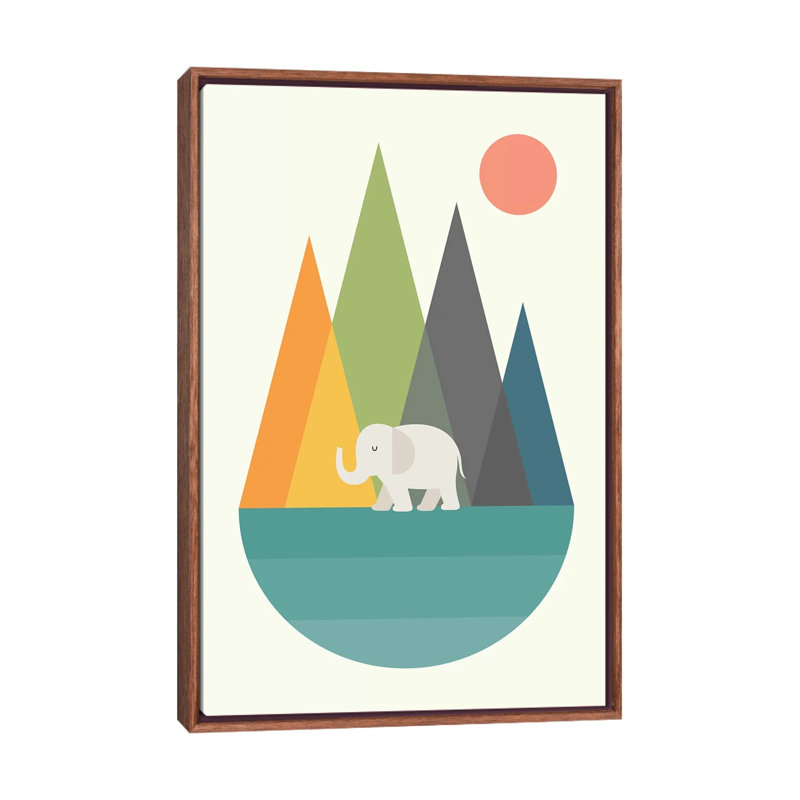 «Walk in Peace» par Andy Westface - impression d'art graphique, H 60 po x l 40po x P 1,5 po, Toile avec cadre en bois brun