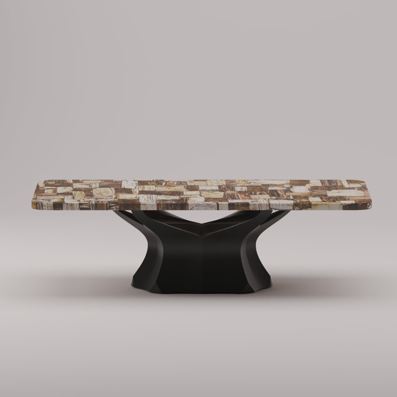 Table basse Ailani, Bois brun pétrifié rétro