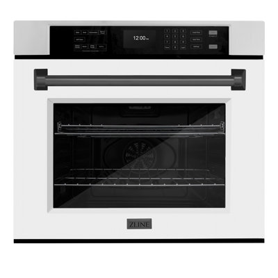 ZLINE Autograph Edition 30 in. Professional True Convection Single Wall Oven with Air Fry and Self Clean in Stainless Steel with White Matte Door and Handle