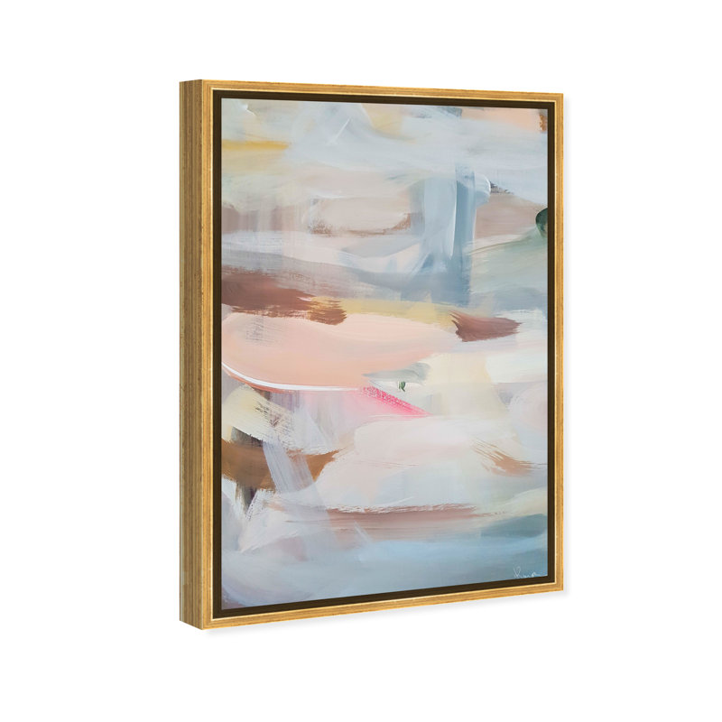 Matinée abstraite abstraite, bleu moderne et contemporain - impression sur toile, Toile avec cadre or, H 30 po x l 20 po