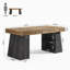 Bureau d'ordinateur de 55 po avec tablettes de rangement et tiroir, grand bureau à domicile en bois avec double base trapézoïdale-2109959267