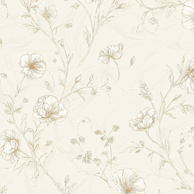 Papier peint adhésif délicat à fleurs Boho Farmhouse