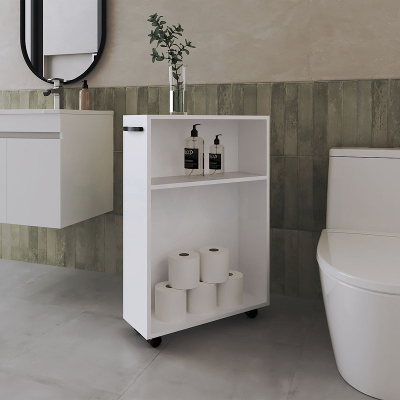 Chariot de rangement roulant blanc avec design compact polyvalent