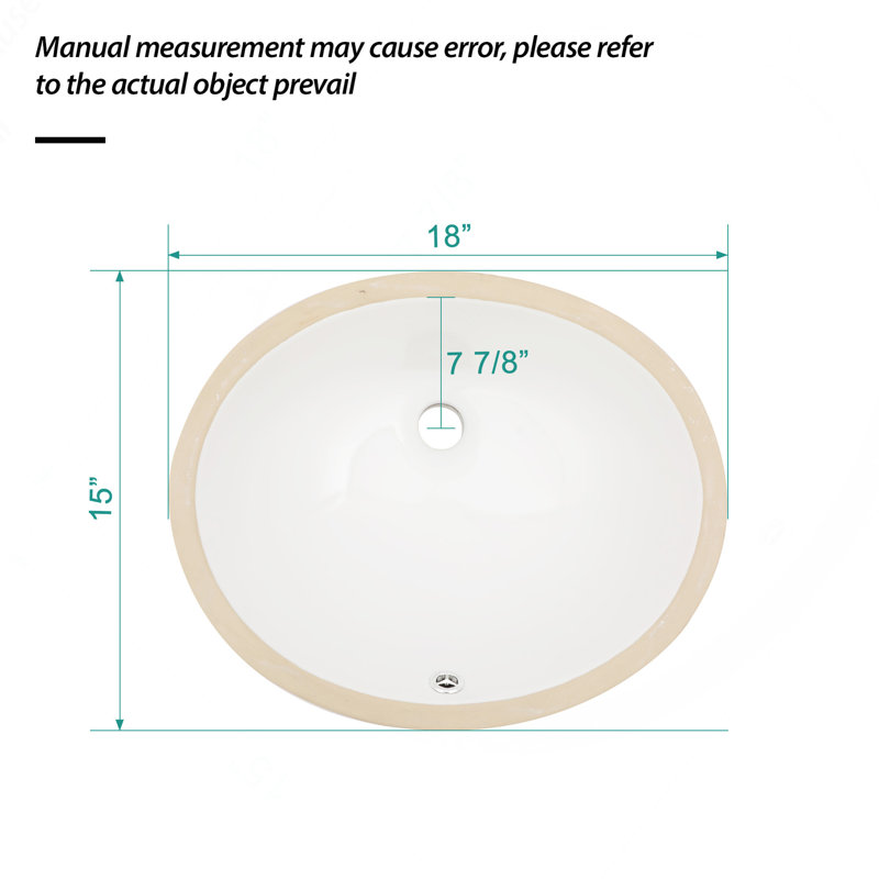 Lavabo de salle de bain ovale encastré en céramique blanche 18 "x 15" avec trop-plein