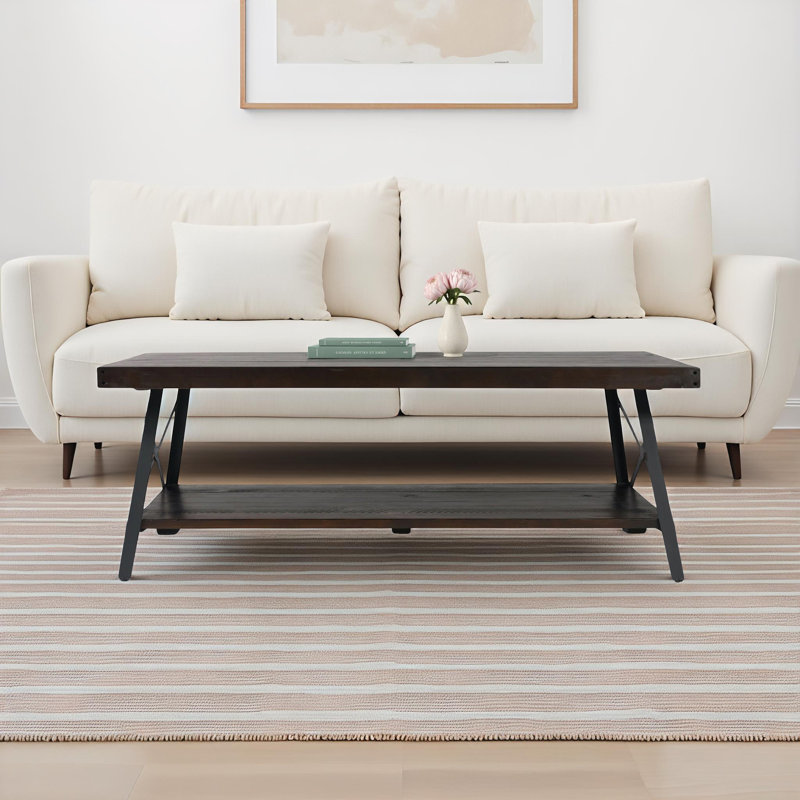 Table basse en bois massif avec rangement Drummond, Espresso