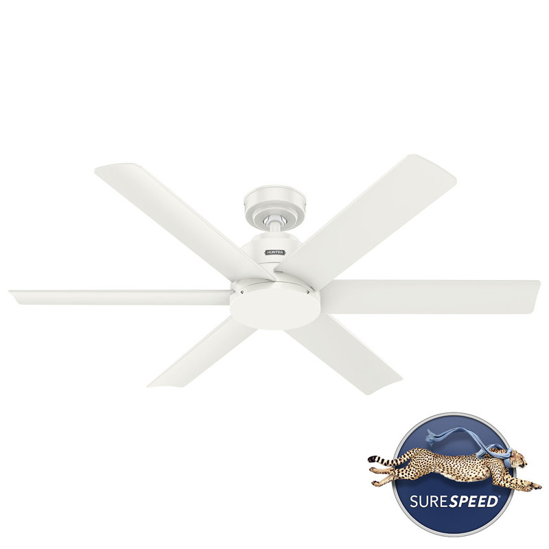 Kennicott 52" 6 - Blade Modern Outdoor / Indoor Ceiling Fan with Wall Control, Fresh White