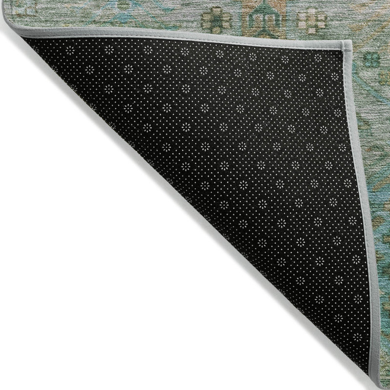Tapis de sauge Xhevrie intérieur / extérieur lavable à la machine, Rectangle 10 pi x 14 pi
