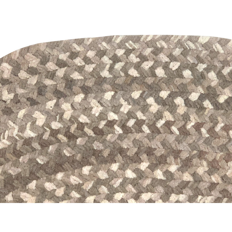 Tapis beige en coton tressé à motif abstrait Emerson, Ovale 1 pi 8 po x 2 pi 6 po
