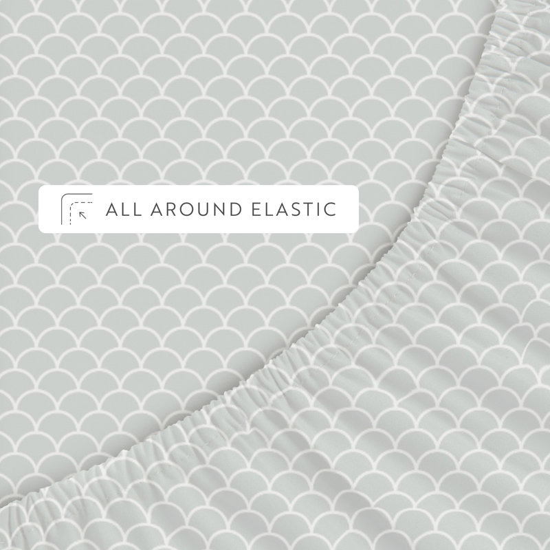 Simply Soft™ Scallops Pattern Microfiber Sheet Set, Full/Double, White Chambray