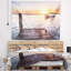 Vue bateau de mer de boardwalk sur plage tapisserie-28486853
