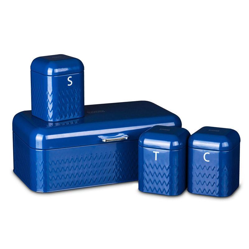 4 Piece Kitchen Canister Set, Navy