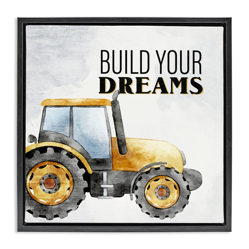  Build Your Dreams Phrase Canvas Wall Art by Kim Allen, Cadre flottant noir de jais, H 18 po x l 18 po