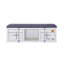 Banc de rangement en tissu gris Cargo et en métal blanc avec siège rembourré pour une construction confortable.