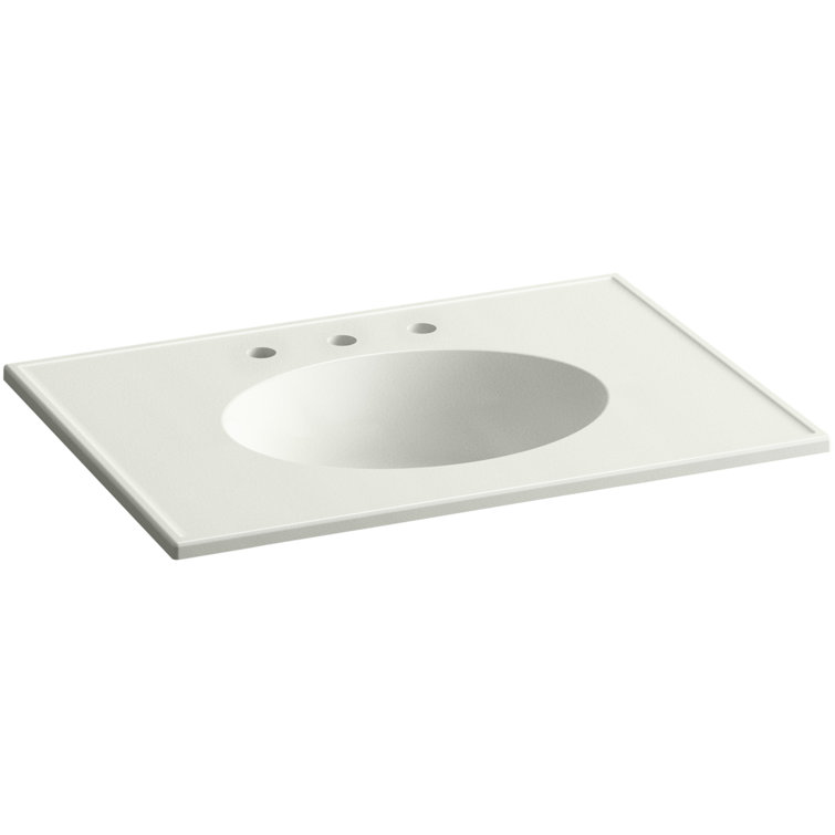 Ceramic Impressions Rectangular Drop-In Bathroom Sink with Overflow