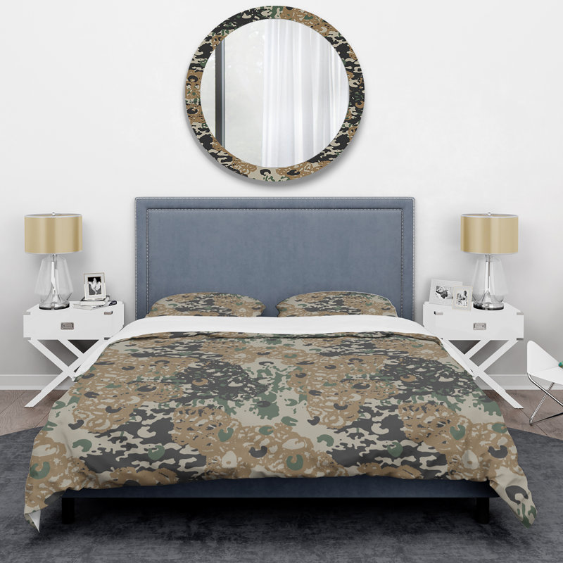 Motif de camouflage grunge - ensemble de housse de couette abstrait - microfibre de polyester