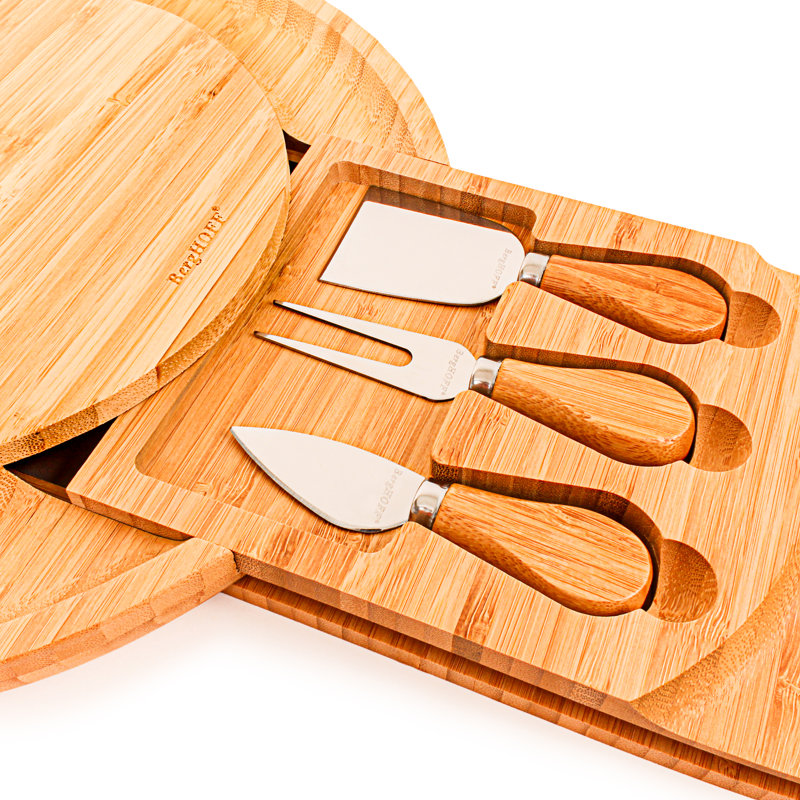 BergHoff 4pc Multi-level Cheese Board Set with 3pc Cheese Knife Set, 13 x 1.5"