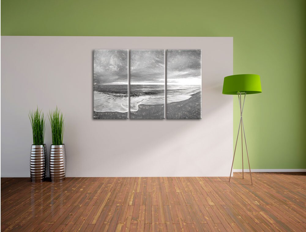 3-tlg. Leinwandbild-Set „Strandufer“, Kunstdruck