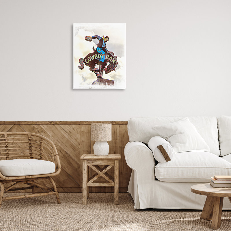 «Cowboy Bar Sign», art mural par Jadei, H 30 po x l 24 po
