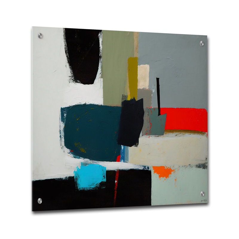 Touched By II - Art abstrait acrylique sur verre, H 16 po x l 16 po