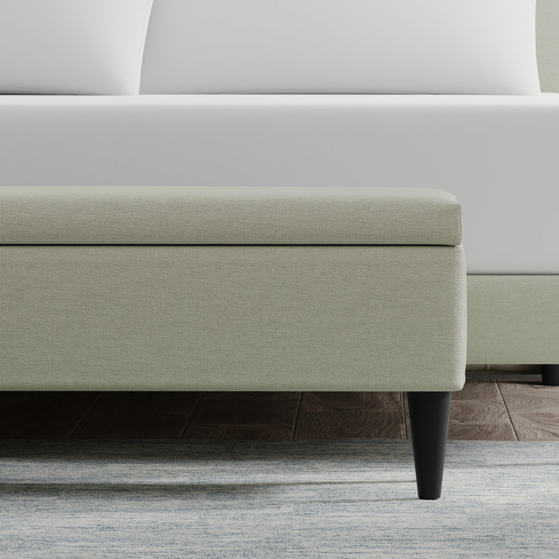 Banc de rangement en tissu, Beige, H 16,75 po x l 46,46 po x P 17 po