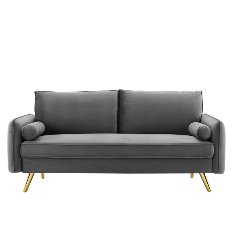 Audrey 72'' Velvet Sofa, Gray Velvet