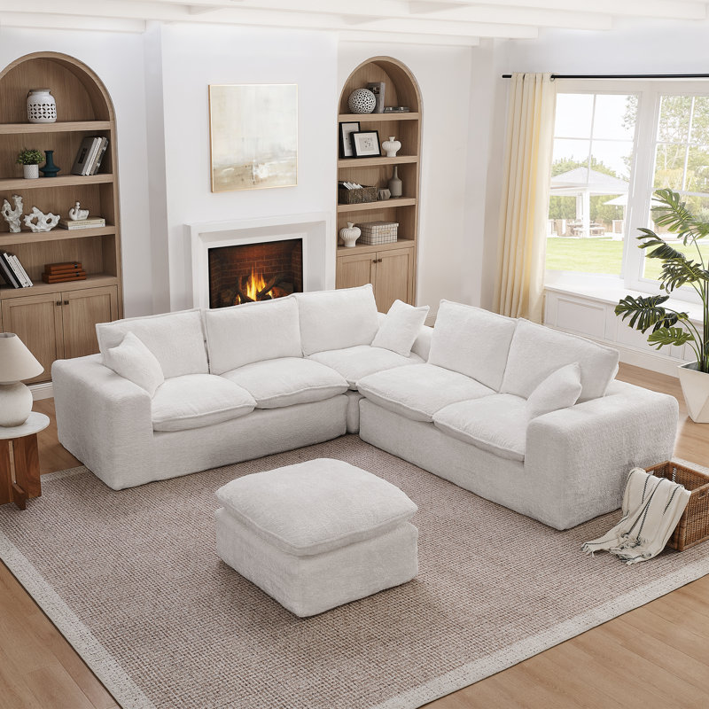 Canapé modulaire en L 107 po avec repose-pieds 107 po Boucle