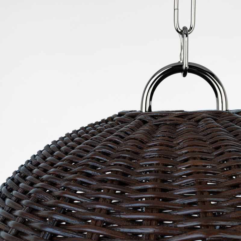 Nancy 3 - Light Pendant, Polished Nickel, Natural Wicker, 28.25" H x 25.25" W x 25.25" D