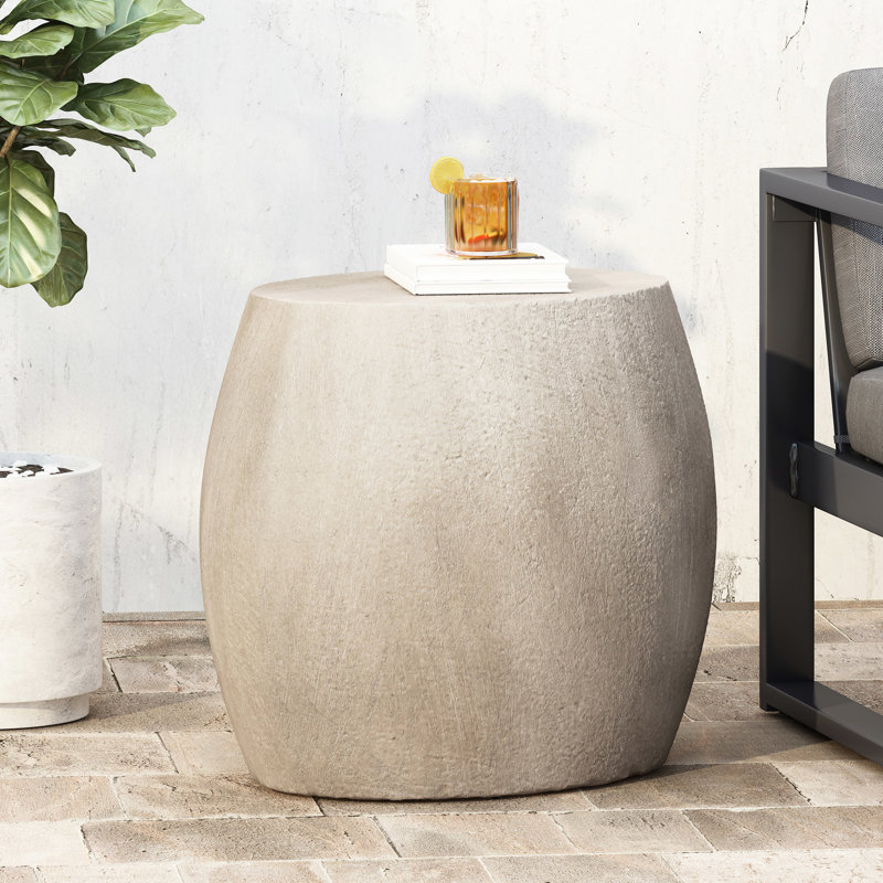 Table d'appoint de patio légère en béton - Style simple et contemporain, gris, l 25,24 po x P 17,58 po, H 20,79 po, conception ovale facile à installer