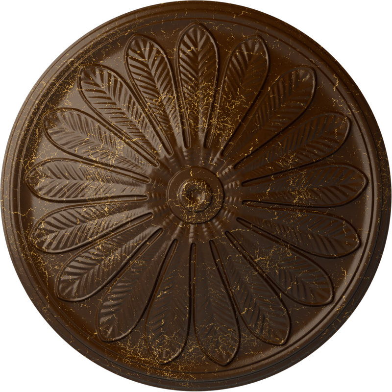 Médaillon de plafond traditionnel en polaire Endurathane, 24 3/8 po x P 1 1/8 po (convient aux auvents jusqu'à 5 7/8 po), finition topaze fumée peinte à la main