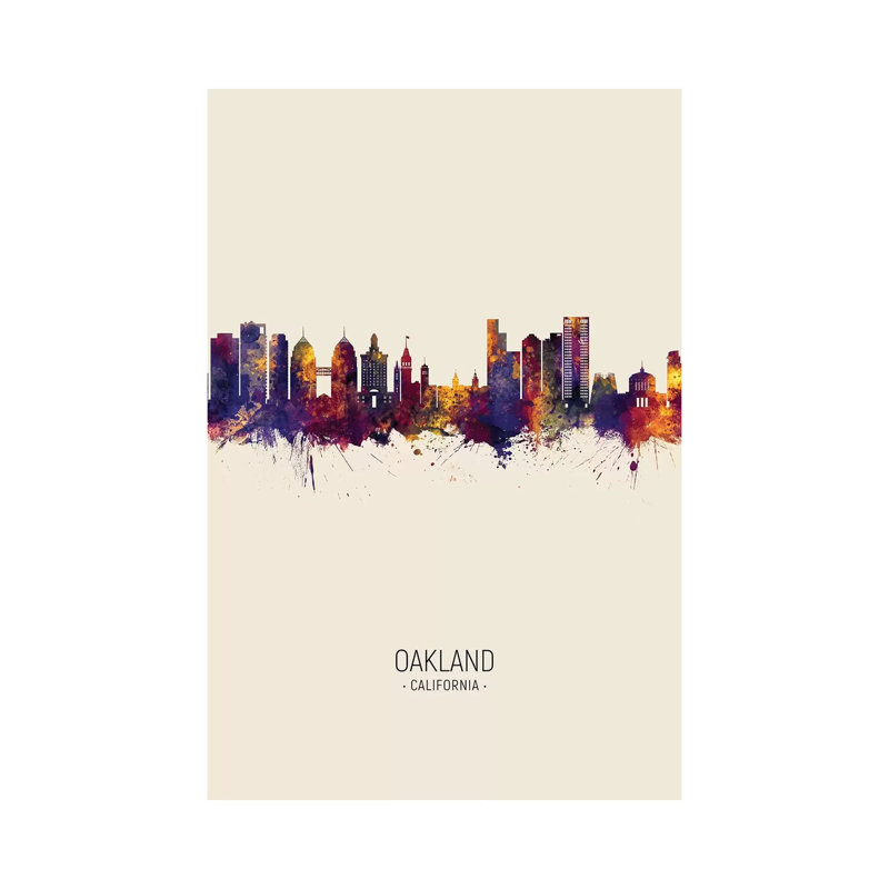 Oakland California Skyline Fall by Michael Tompsett - Wrapped Canvas Print, 20.32 cm H x 30.48 cm W