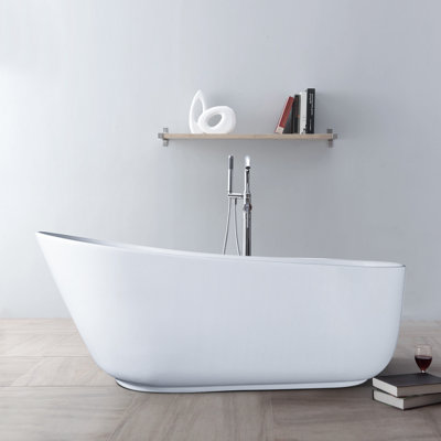 65.4'' x 30'' Freestanding Soaking Solid Surface Bathtub