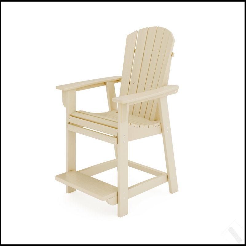 Adirondack Style Counter Chair – Durable HDPE Poly Lumber For Outdoor Dining And Patio Comfort, Beige