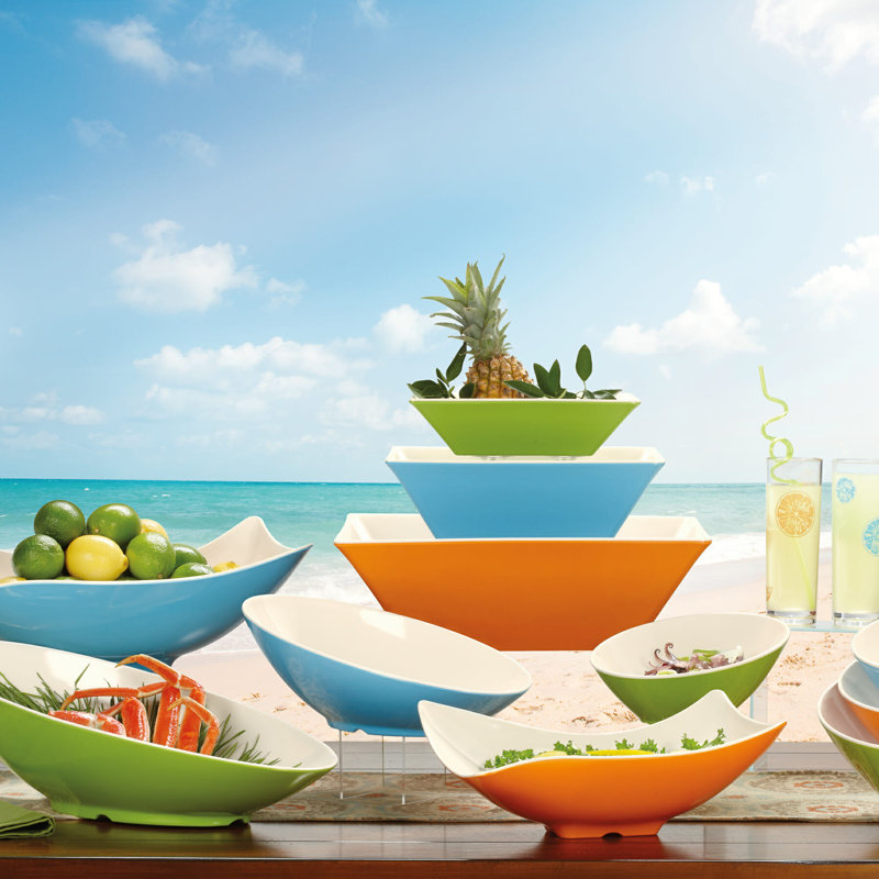 Le GE Bol de service en mélamine, H 5 po x l 8,75 po x P 8,75 po, Beige et vert
