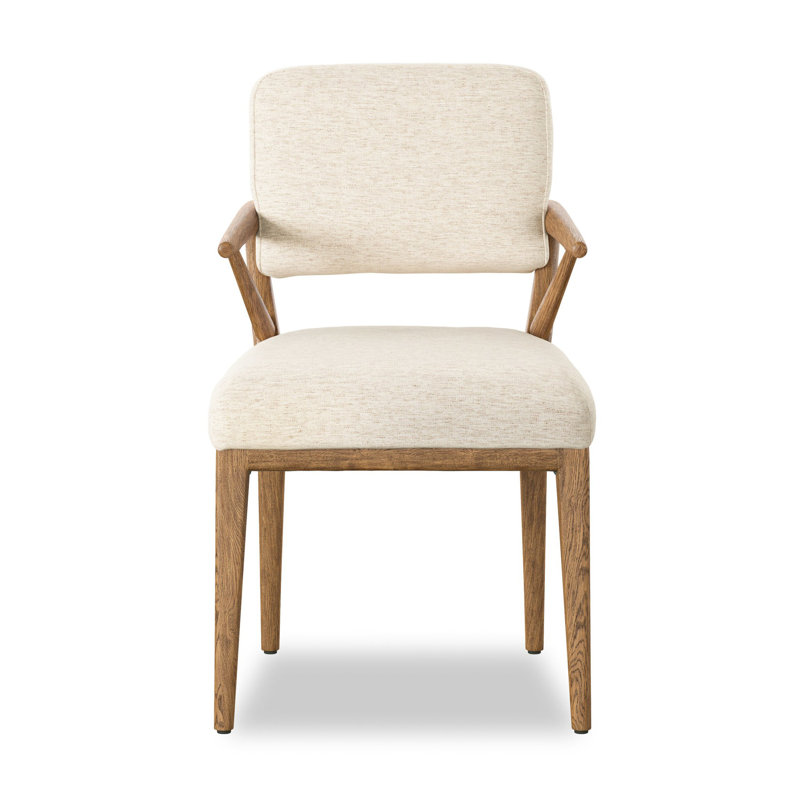 DEIDRE Polyester Upholstered Back Armchair Dining Chair, Crypton Nomad Snow