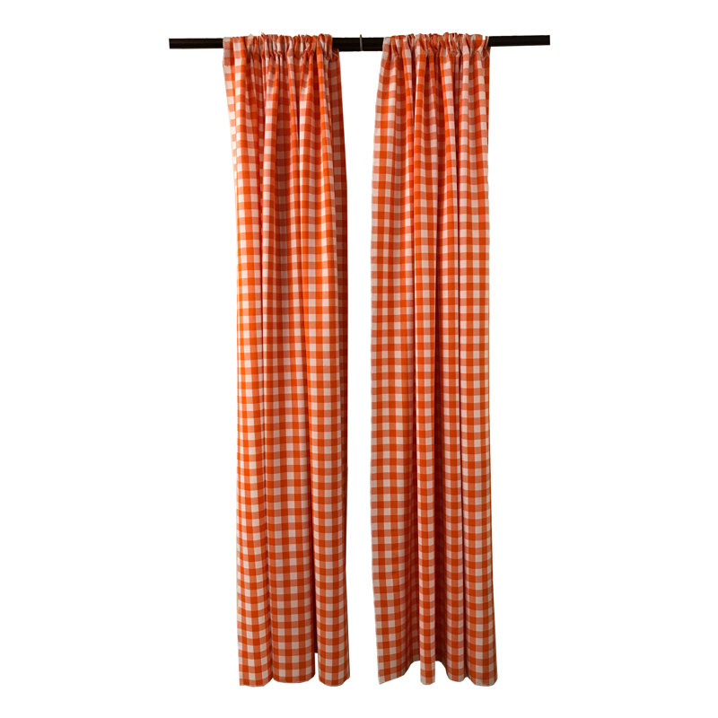 Pommier Semi Sheer Curtain Panel Pair, Orange