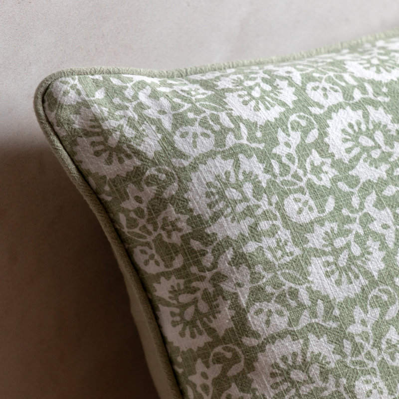 Floral Square Cushion, Green