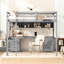 Lit mezzanine gris avec bureau, rangement généreux, tiroirs et armoire de charge-2038619768