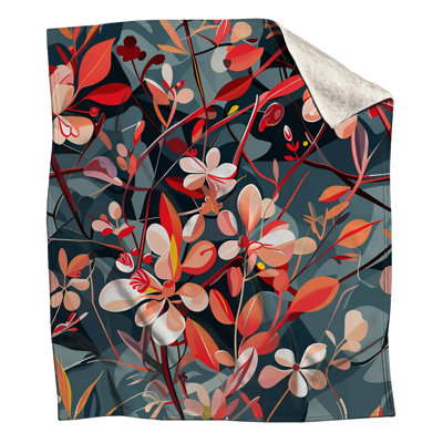 Floral Fleece Throw Blanket - Nature Throws for Sofas or Beds