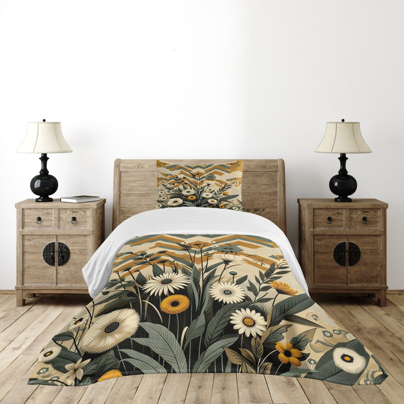Polyester Floral Coverlet, Twin Coverlet / Bedspread + 1 Standard Sham