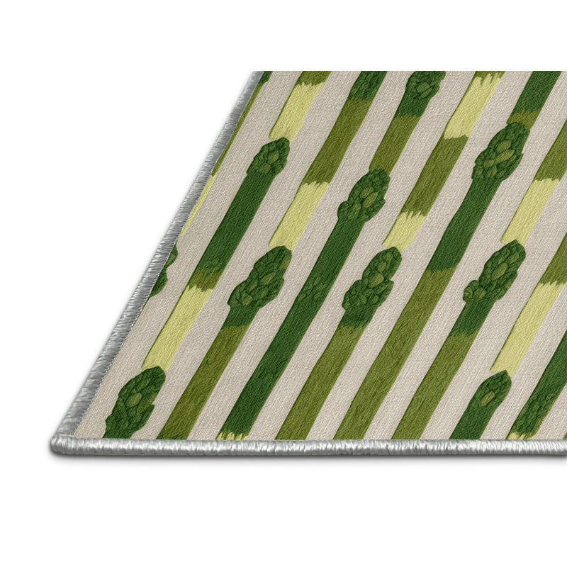  Tapis vert asperge lavable, Rond 3 pi