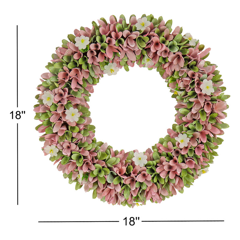 Couronne de fleurs rose printanière 18 po The Holiday Aisle®