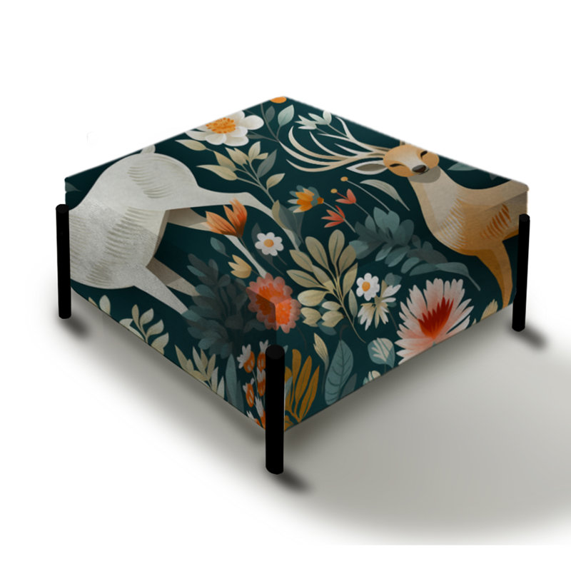 Dehart Chatfield Deer Wild Elegance - Grand repose-pieds carré à imprimé animal