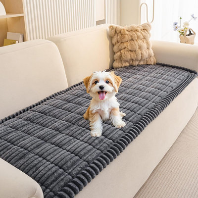 Washable Non-Slip Couch Cover For Dogs, Pet-Friendly Sofa Furniture Protector For 3-Cushion Couch, Soft Dog Couch Mat (27.6" X 70.9", Dark Grey)