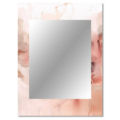 Pink Delicate Abstract Marble II - Marble Large Wall Mirror, Pink Decorative Mirror, Printed Metal Art