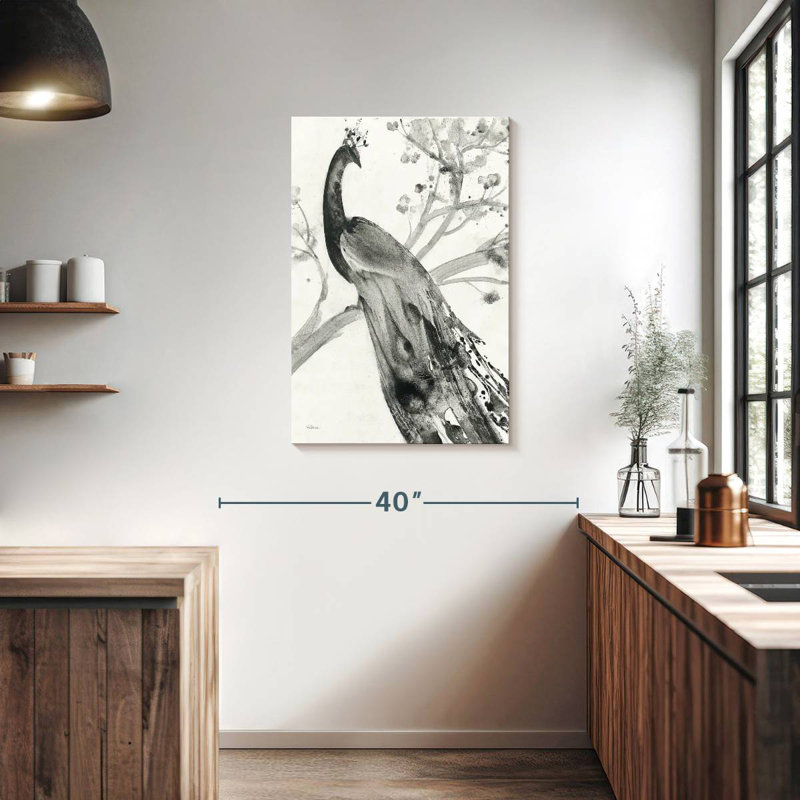 Peinture majestueuse de paon Brampt II, H 36 po x l 24 po